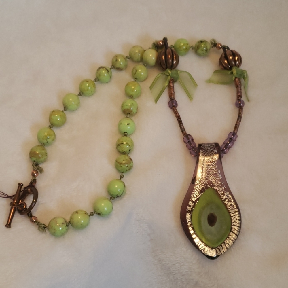 Vintage Stone and Blown Glass Necklace